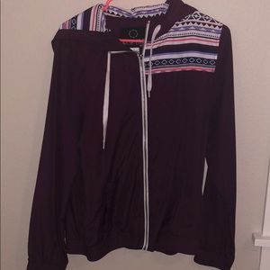 Plum light weight jacket with cute pattern